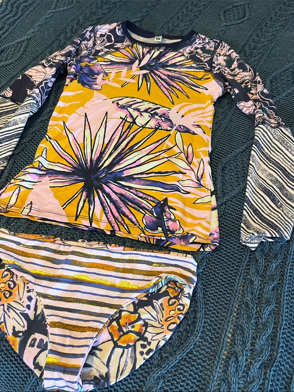 Maaji Girls Two-Piece Swim Set Long Sleeve Rash Guard w/ reversible bottoms